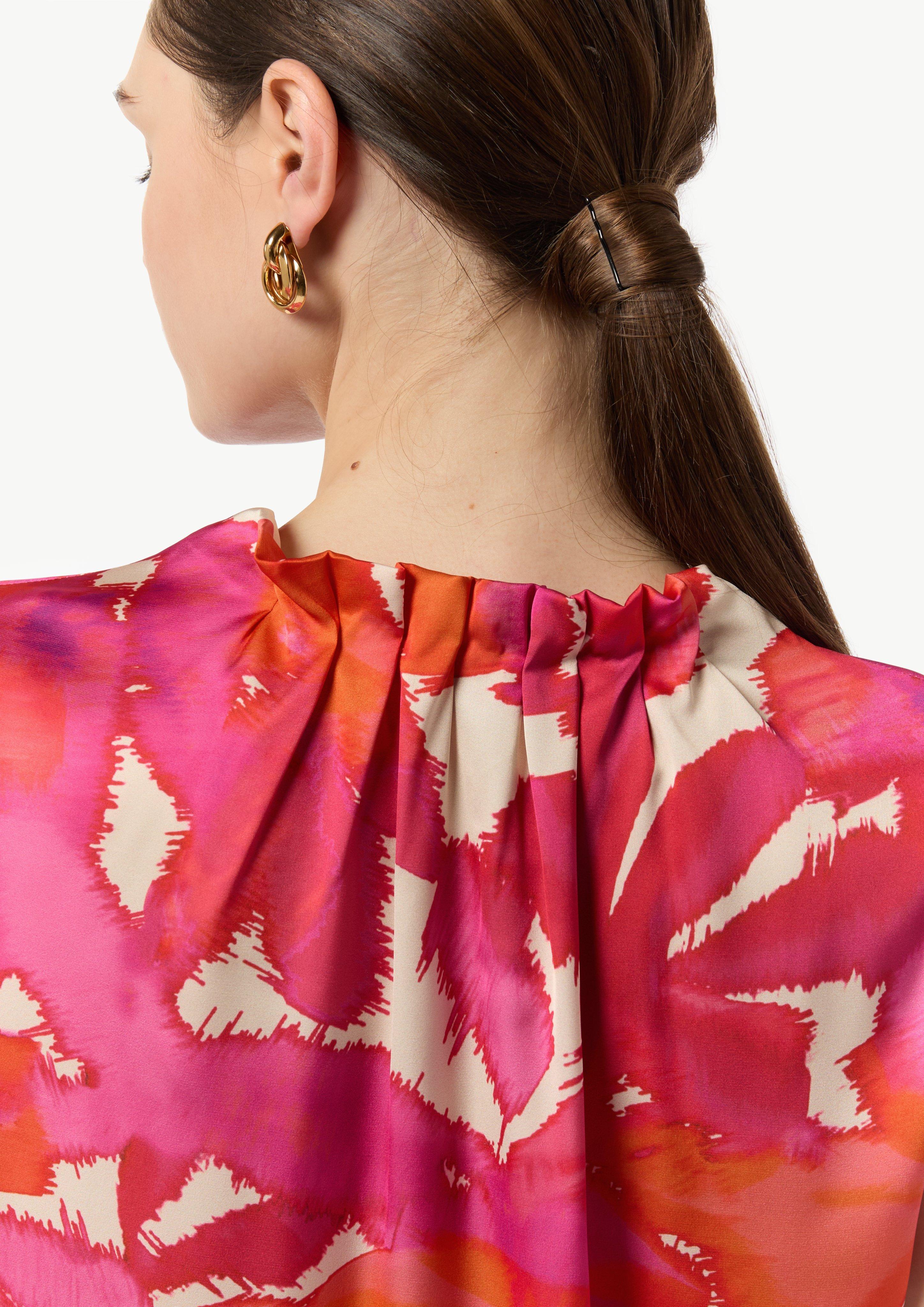 Drapierte Satinbluse - pink