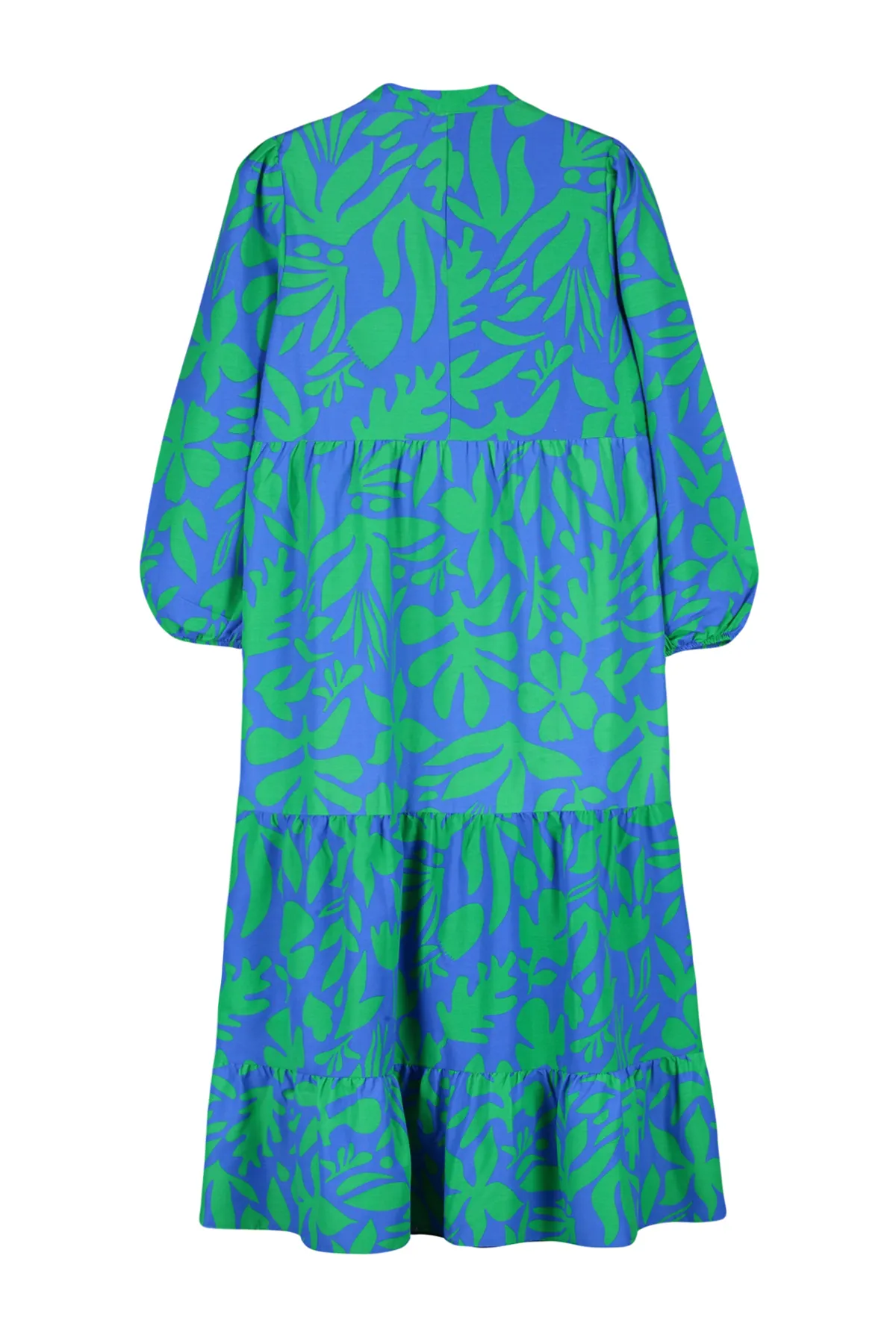 Trendyol Modest  Blaues gemustertes Kleid aus gewebter Baumwolle mit halber Knopfleiste und weiter Passform TCTSS23EB00222