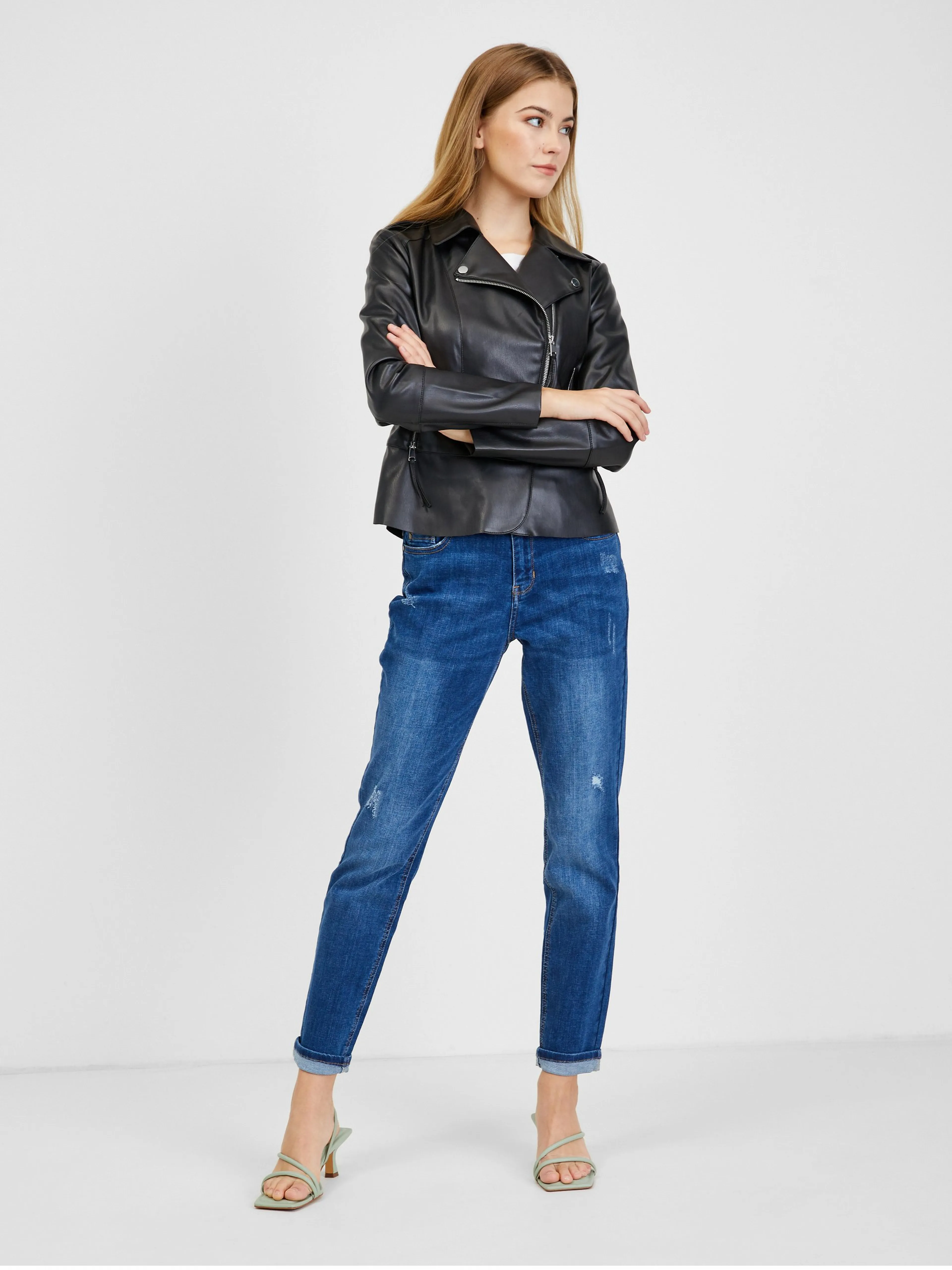 Schwarze Damen Kunstlederjacke ORSAY