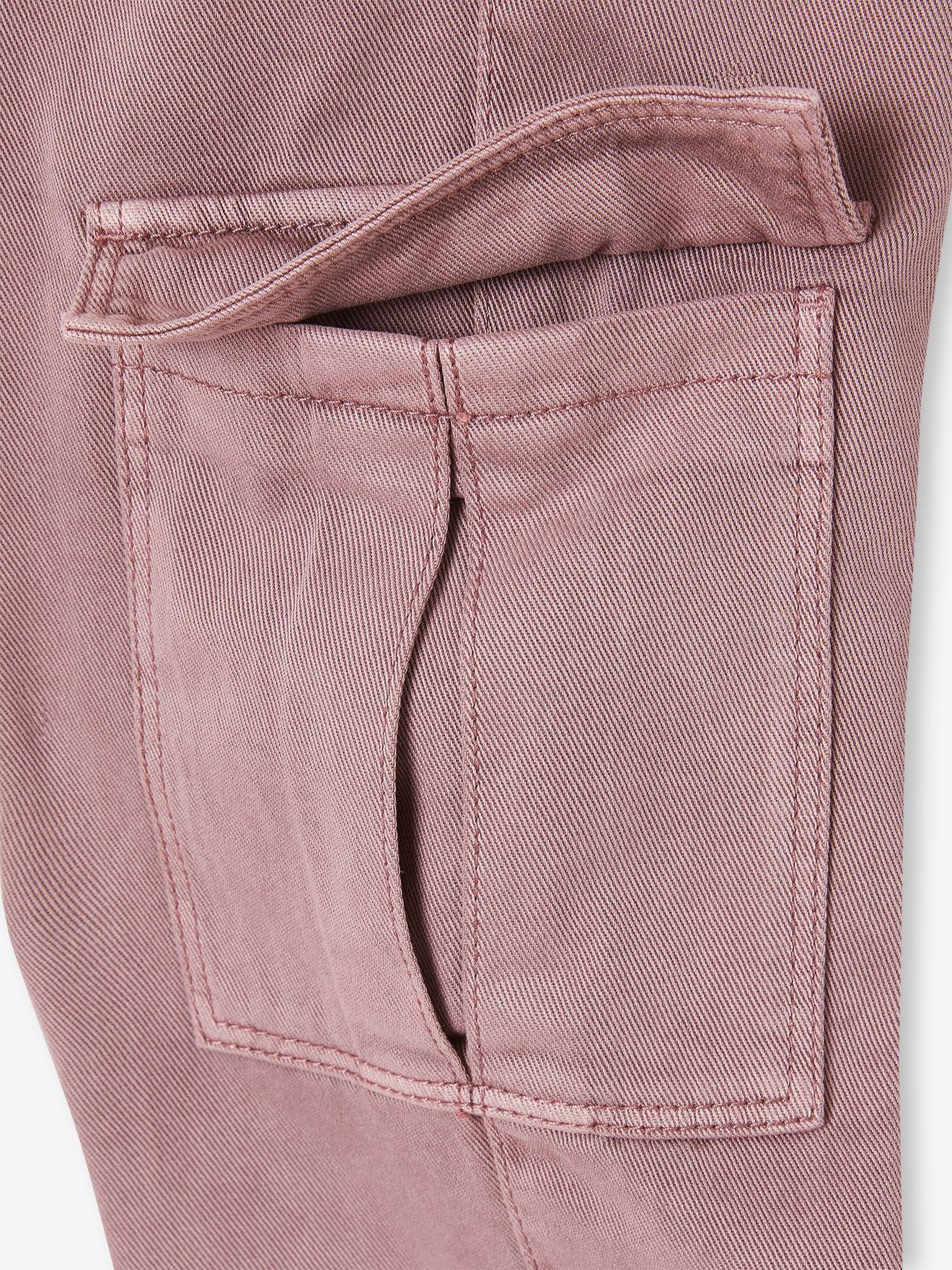 Pantalon cargo fille facile à enfiler mauve