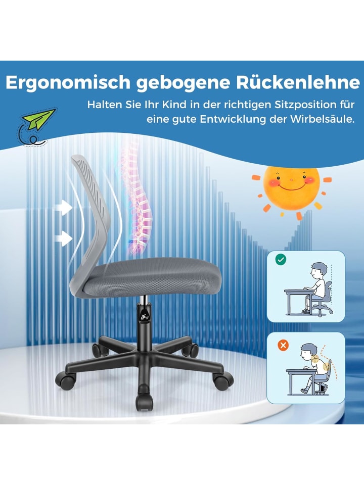 COSTWAY Schreibtischstuhl für Kinder in Grau günstig kaufen onesize