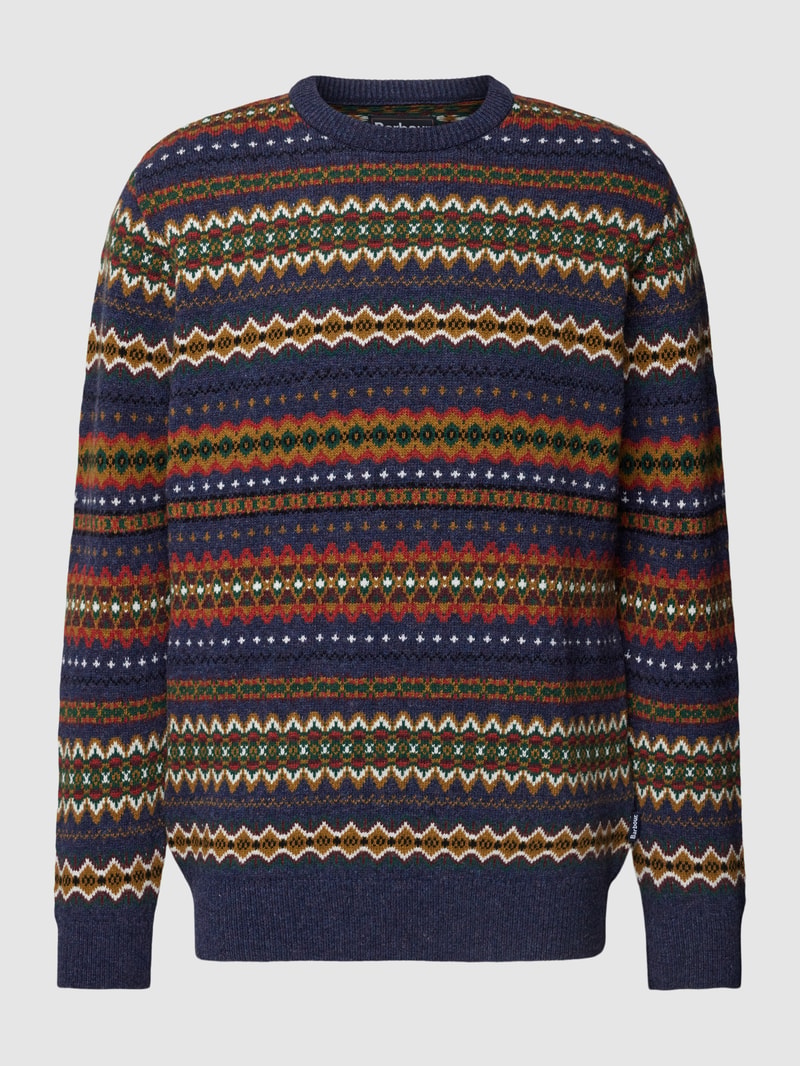 Strickpullover aus Wolle in marineblau meliert