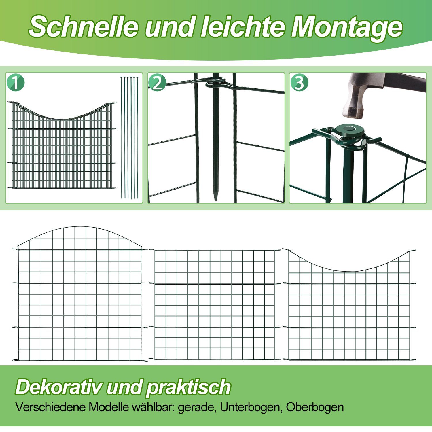 Yakimz Gartenzaun Teichzaun Gartenzaun Campingzaun Oberbogen Garden Garten Draht