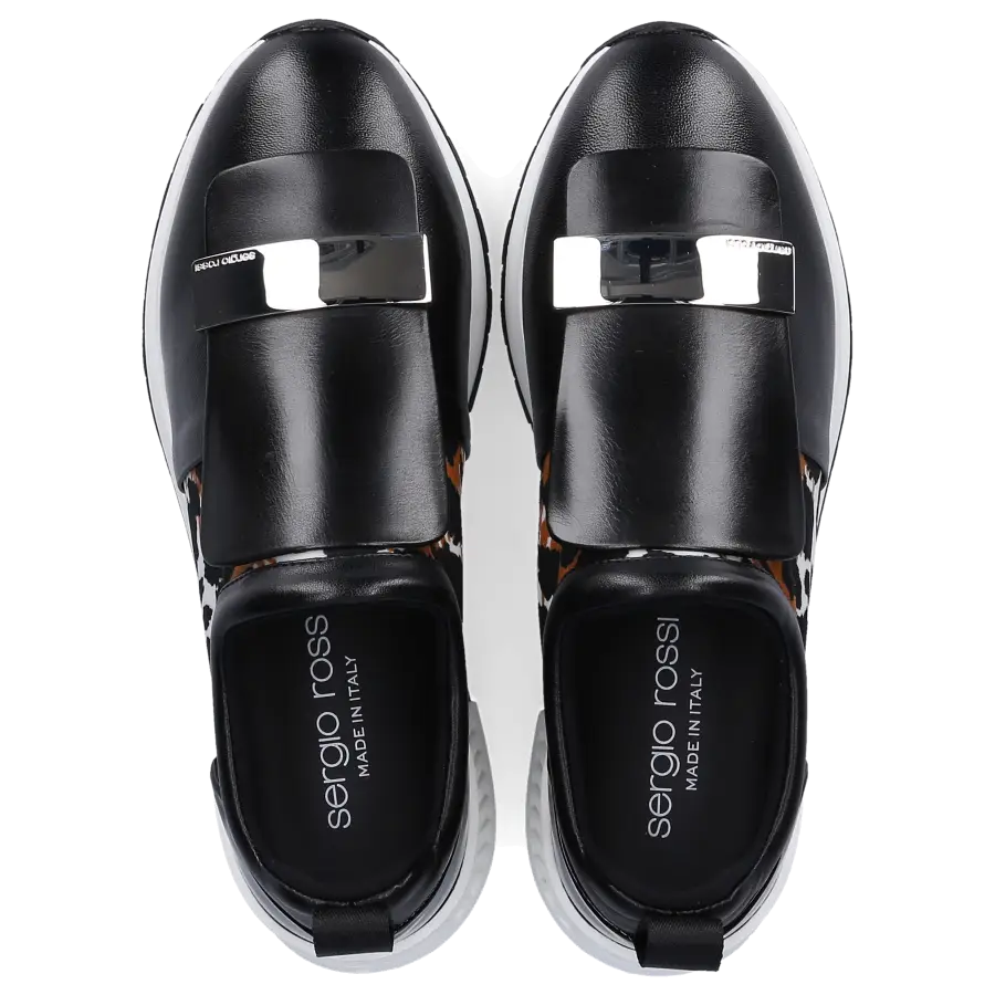 Sergio Rossi - Slip Ons SR1 RUNNING Kalbsleder Leo Print schwarz - braun