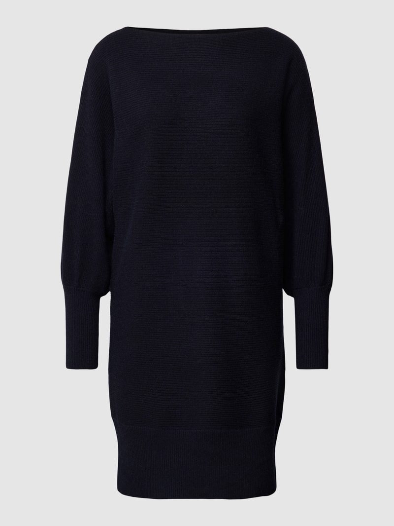 Knielanges Strickkleid aus Viskose-Mix mit U-Boot-Ausschnitt in marineblau
