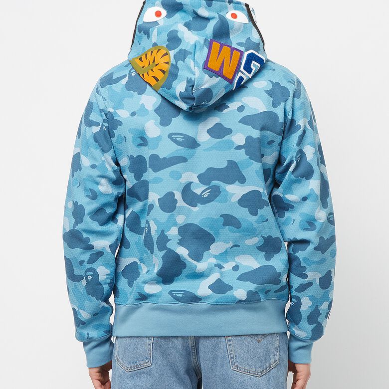 A Bathing Ape Honeycomb Camo Shark Full Zip Hoodie M Blue