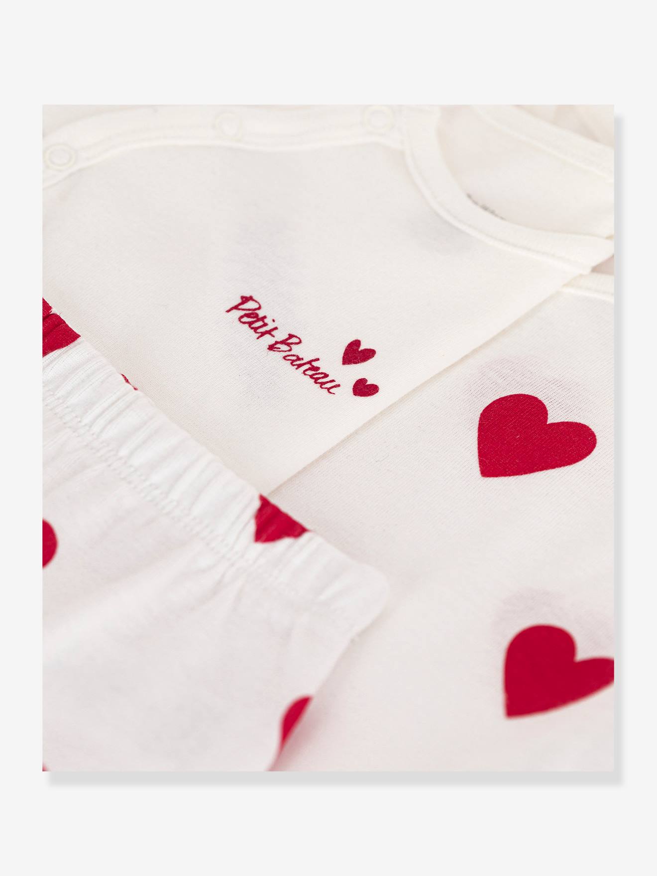 Petit Bateau 3-teiliges Baby-Set PETIT BATEAU, Herzen - weiß