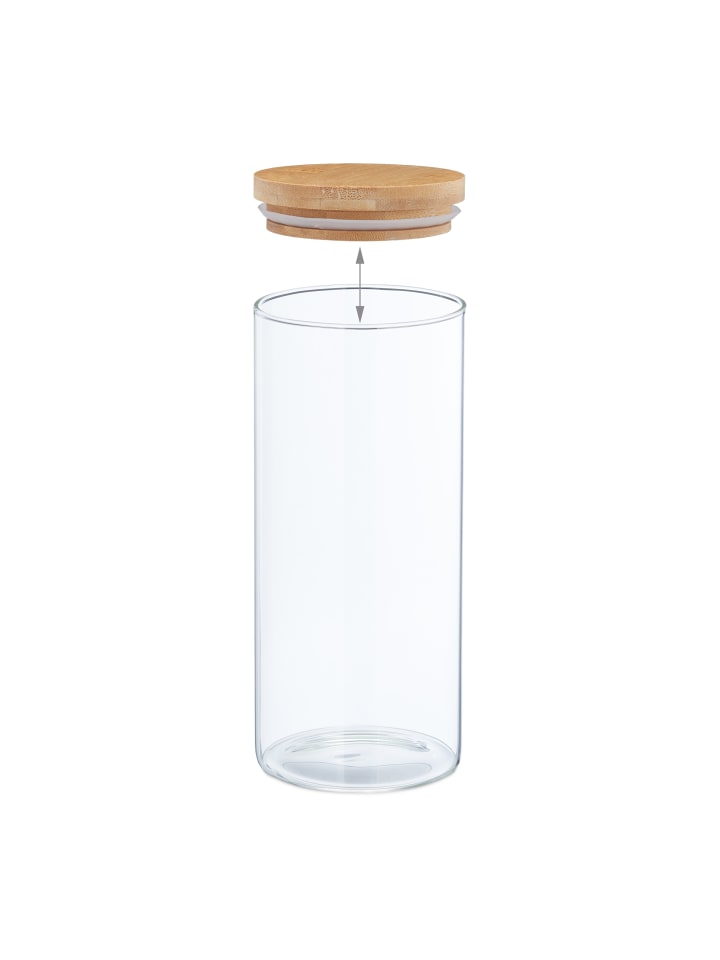relaxdays 3 x Vorratsglas in Transparent/ Natur - 1300 ml günstig kaufen onesize