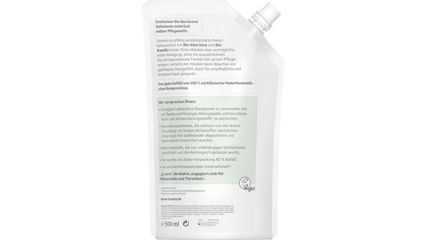 lavera BASIS SENSITIV milde Pflegeseife Nachfüllbeutel 500 ml