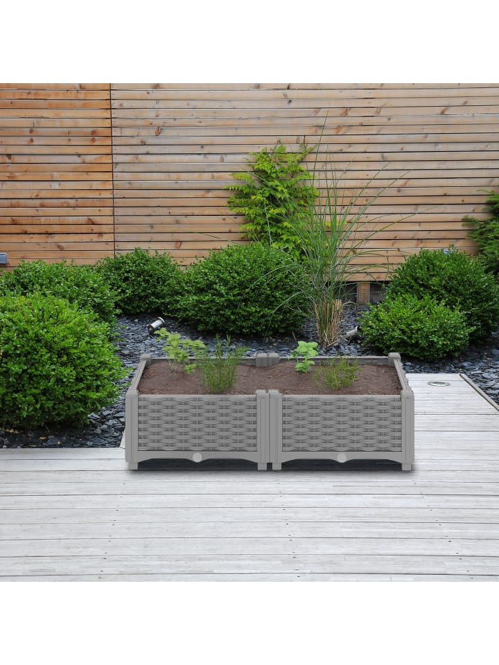 relaxdays Pflanzkübel in Grau - (B)80 x (H)23 x (T)40 cm günstig kaufen onesize