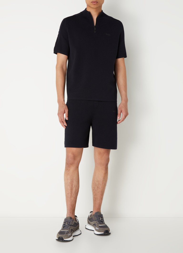 Pulover HUGO BOSS Zildor din tricot fin cu fermoar pe jumătate