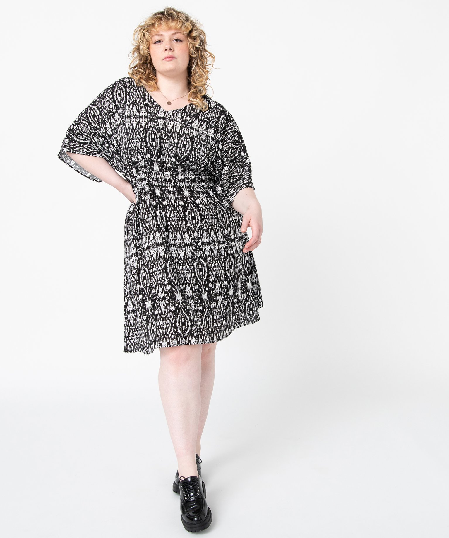 Robe femme grande taille imprimée à manches courtes divers | GEMO