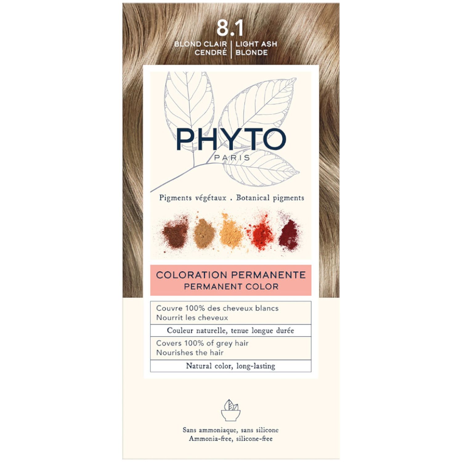 Phyto Coloration Permanente 8.1 Blond Clair Cendré