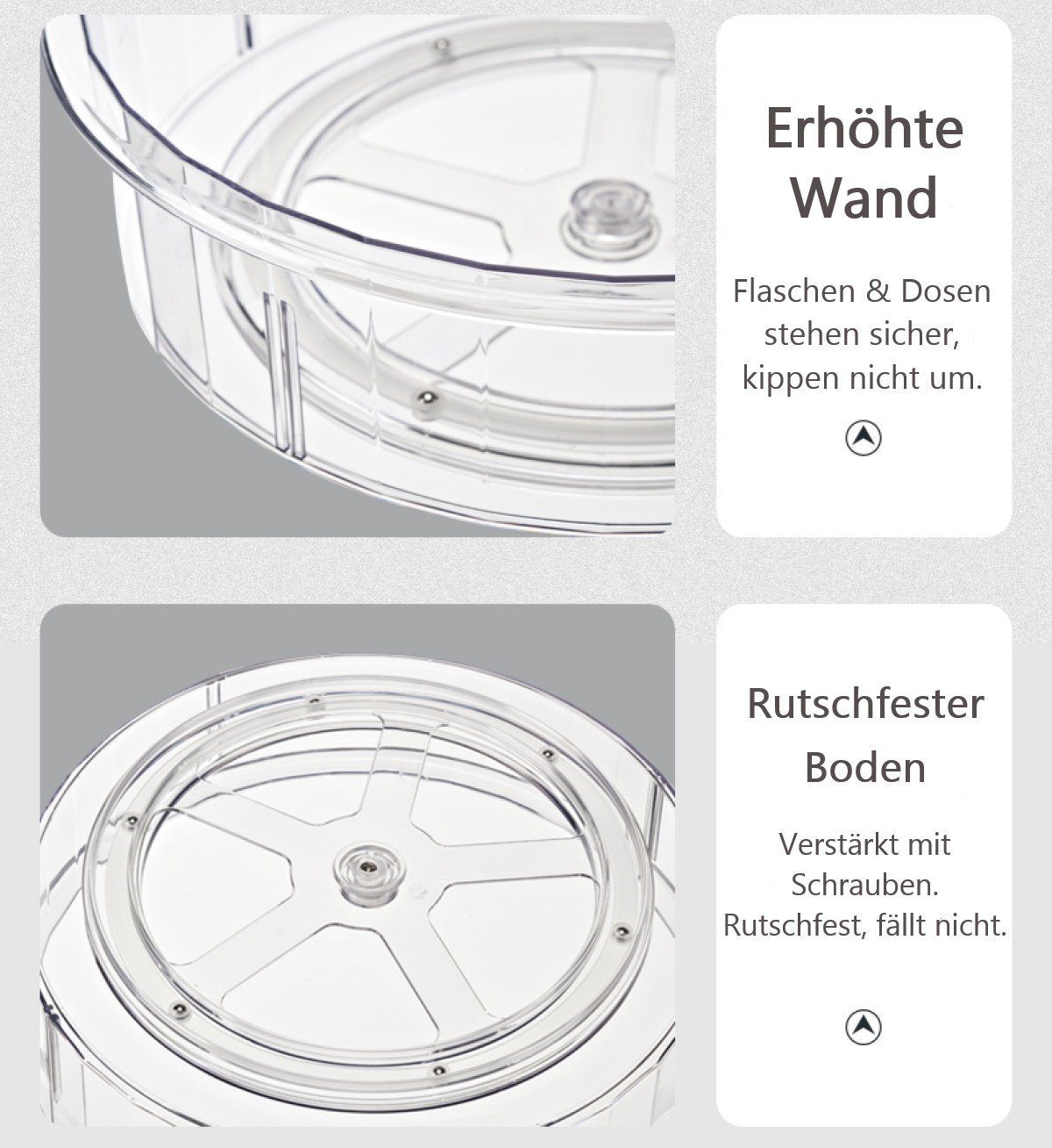 Creliv Gewürzregal Drehbar, 30cm Drehteller, Gewürzkarussell bis zu 4 Fächer, 360° Drehbar