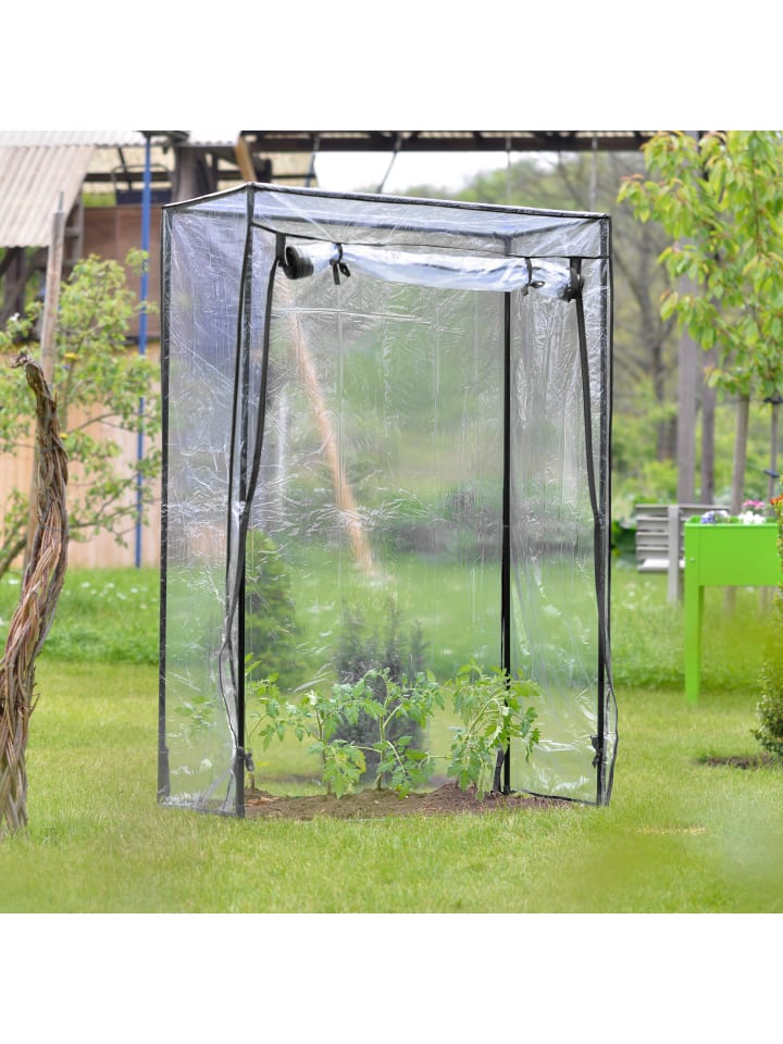 relaxdays Tomatengewächshaus in Transparent/ Schwarz - (B)100 x (H)150 x (T)50 cm günstig kaufen onesize