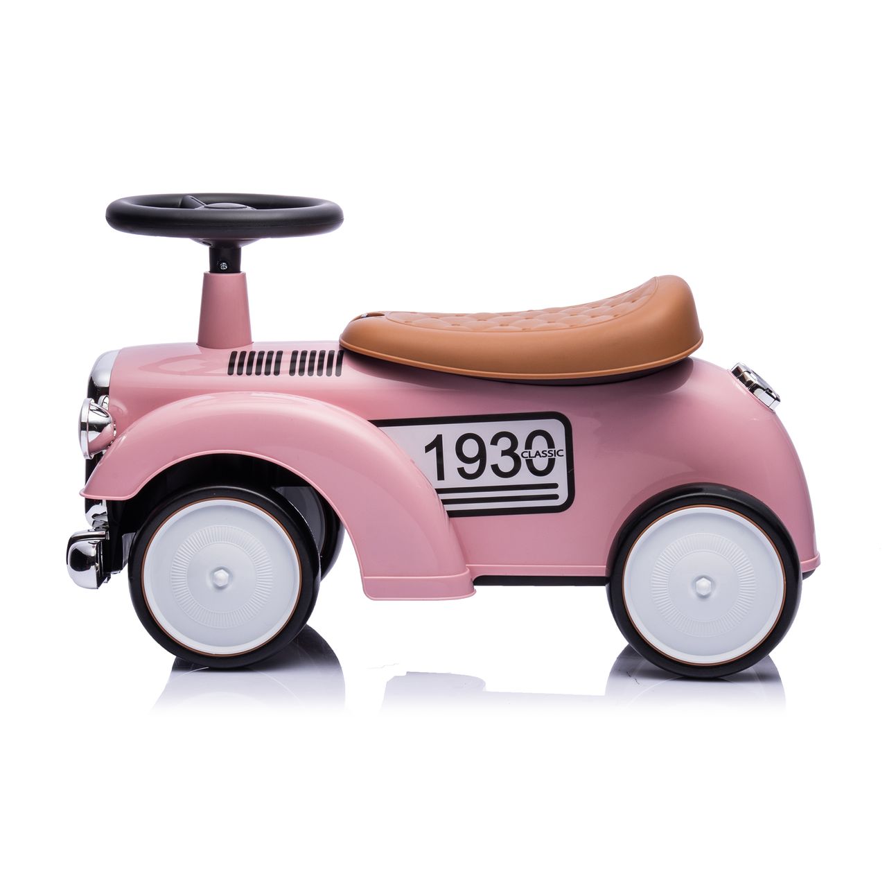 Lemodo Rutschauto ab 1 Jahr, Kinderauto im Retrodesign pink, Kinderfahrzeug mit Hupe