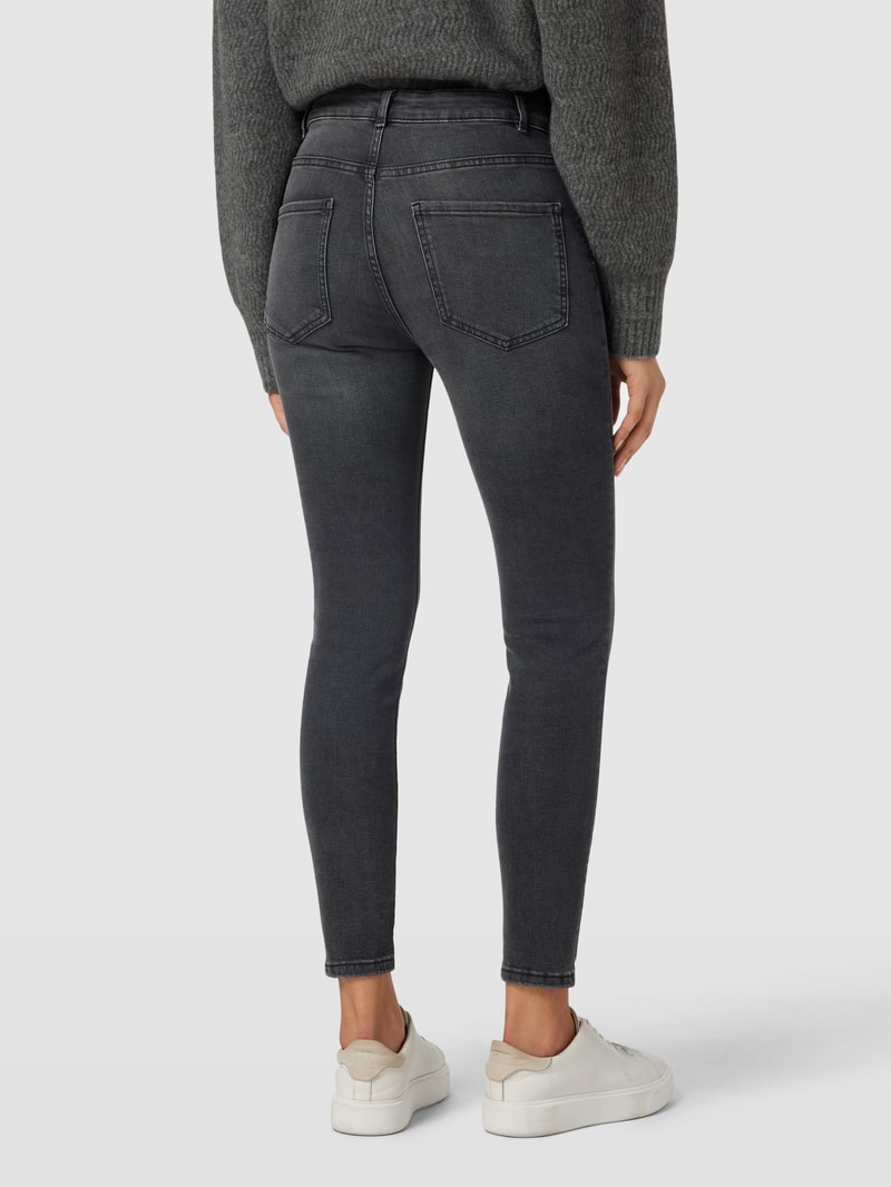 Skinny Jeans mit 5-Pocket-Design im Used-Look in schwarz