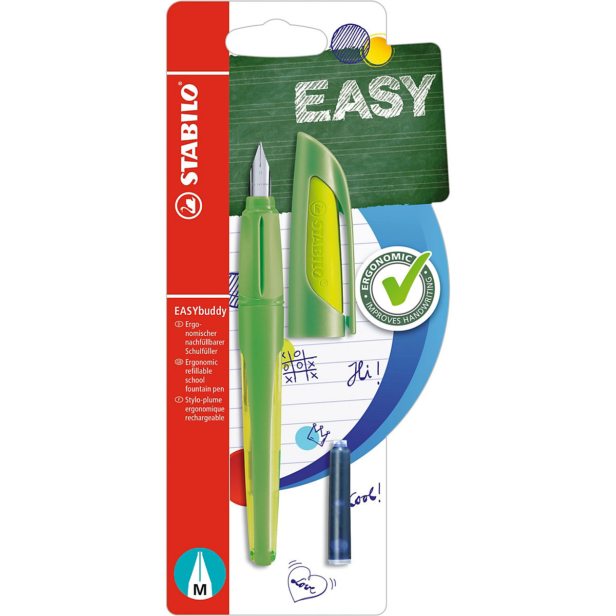 Schulfüller EASYbuddy M-Feder limette/grün, inkl. Patrone