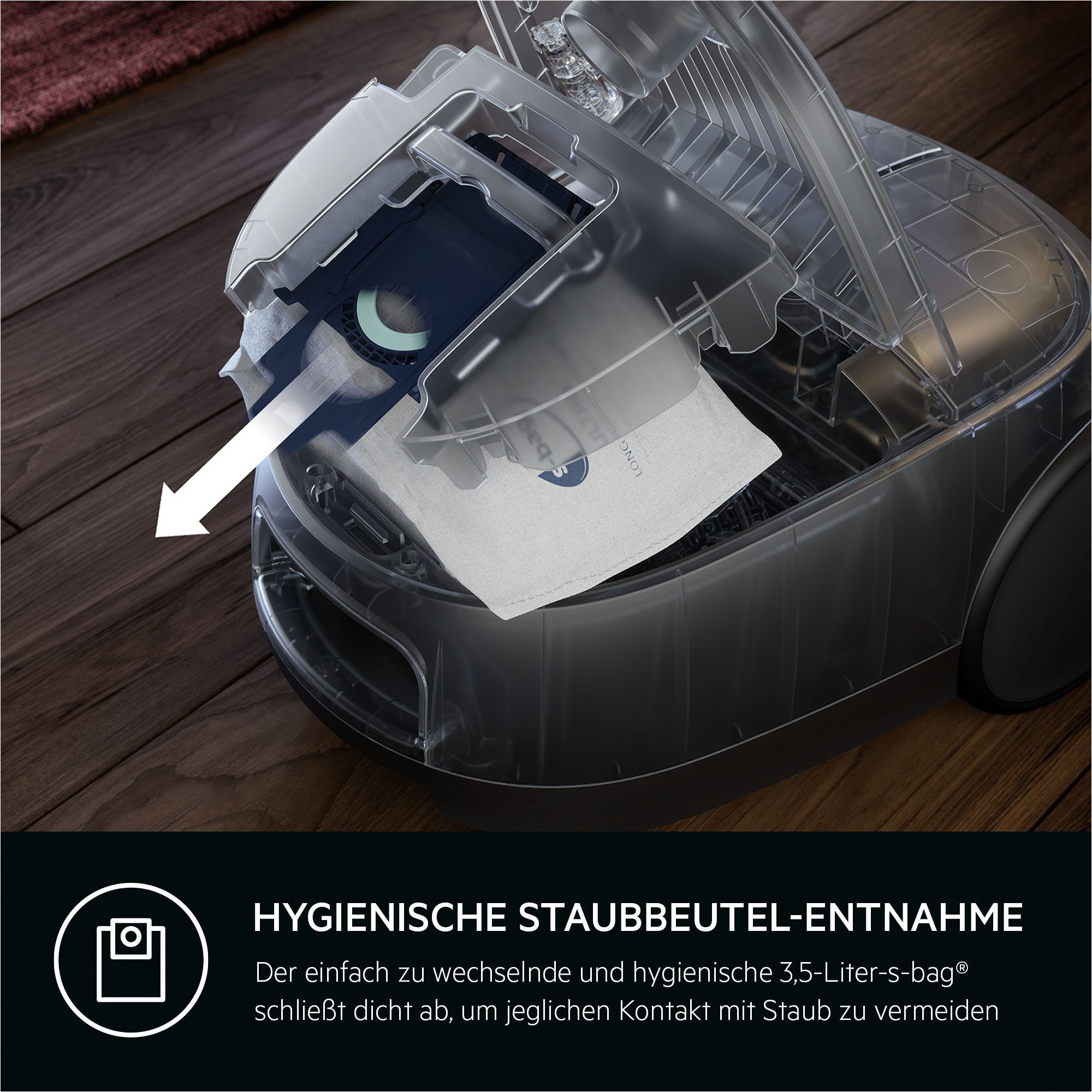 AEG Bodenstaubsauger CLEAN 6000 (AB61C2DB), 850 W, mit Beutel, hohe Saugleistung, inkl. Zusatzdüsen, 50 % Recyclingkunststoff
