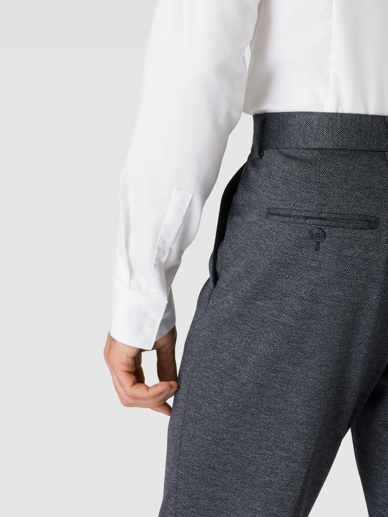 Slim Fit Business-Hemd in unifarbenem Design Modell 'Bari' in weiß