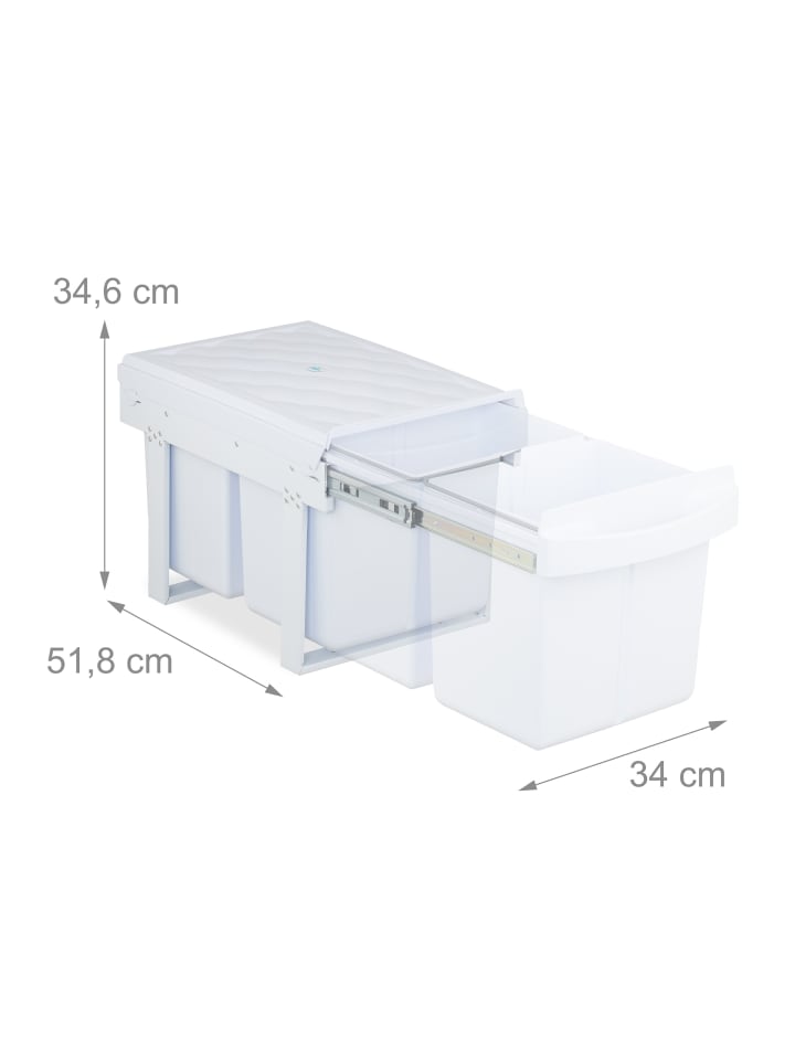 relaxdays Einbaumülleimer in Weiß - 2x 15 l günstig kaufen onesize