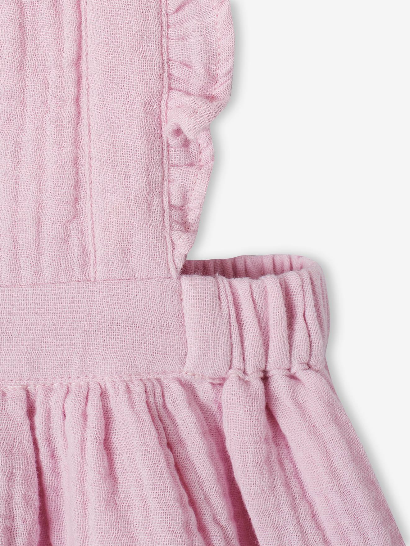 Vertbaudet Mädchen Baby Latzkleid, Musselin - aquamarin