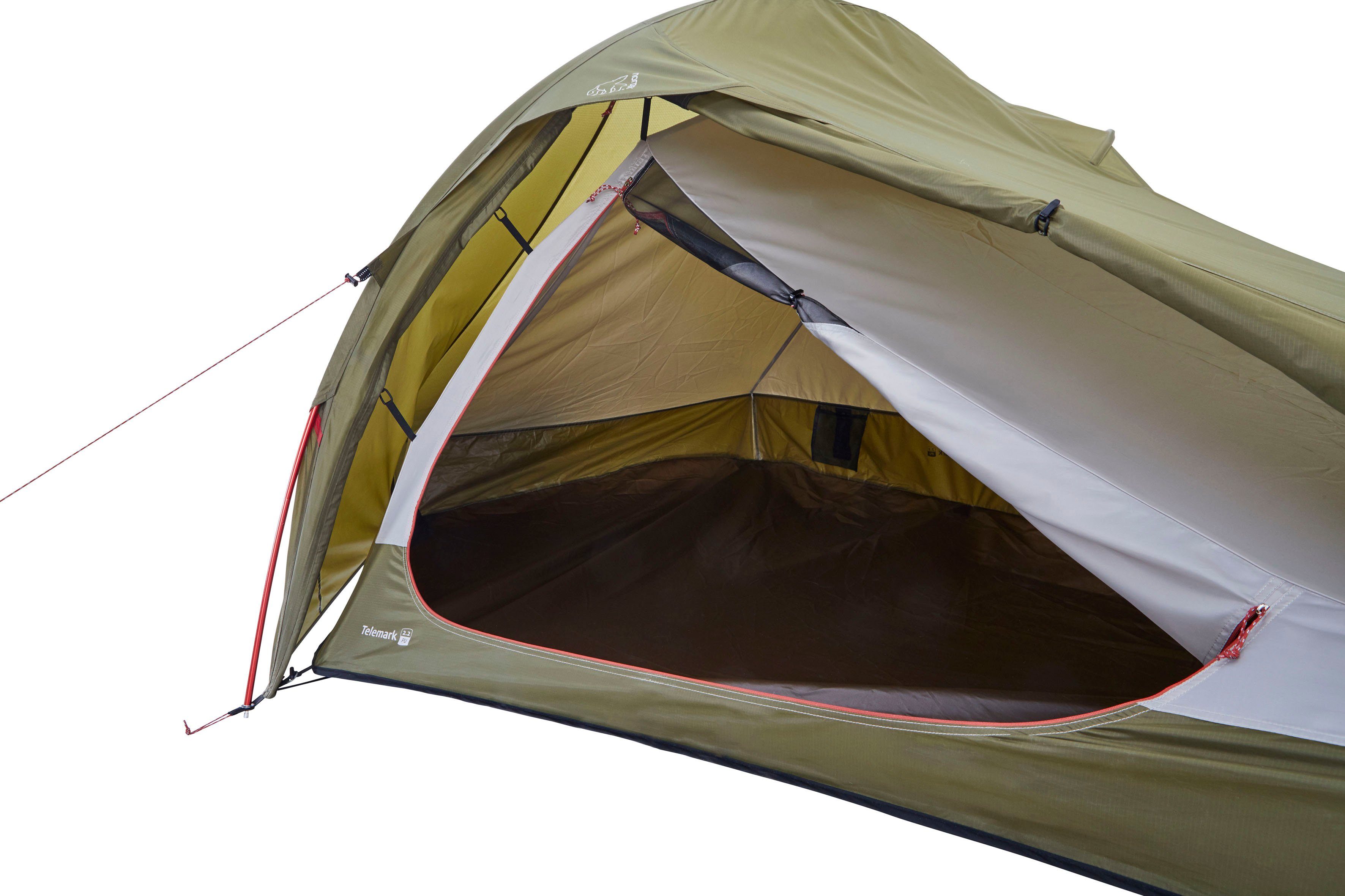 Nordisk Tunnelzelt Telemark 2.2 PU Tent Dark Olive, Personen: 2 (Packung, 1 tlg)
