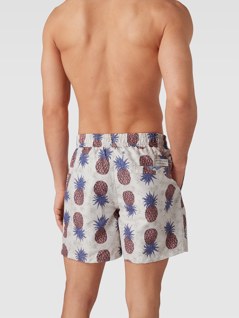 Badehose mit Allover-Muster in offwhite