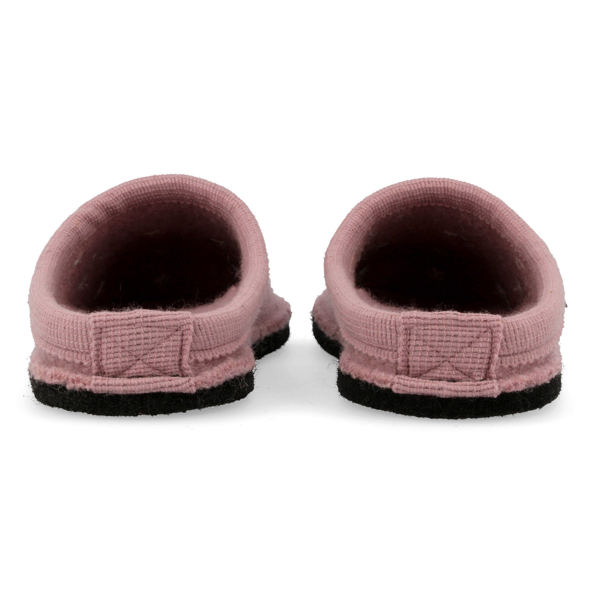 Haflinger Flair Valentine Pantoffeln aus gewalkter Wolle Herzmotiv Unisex Hausschuh