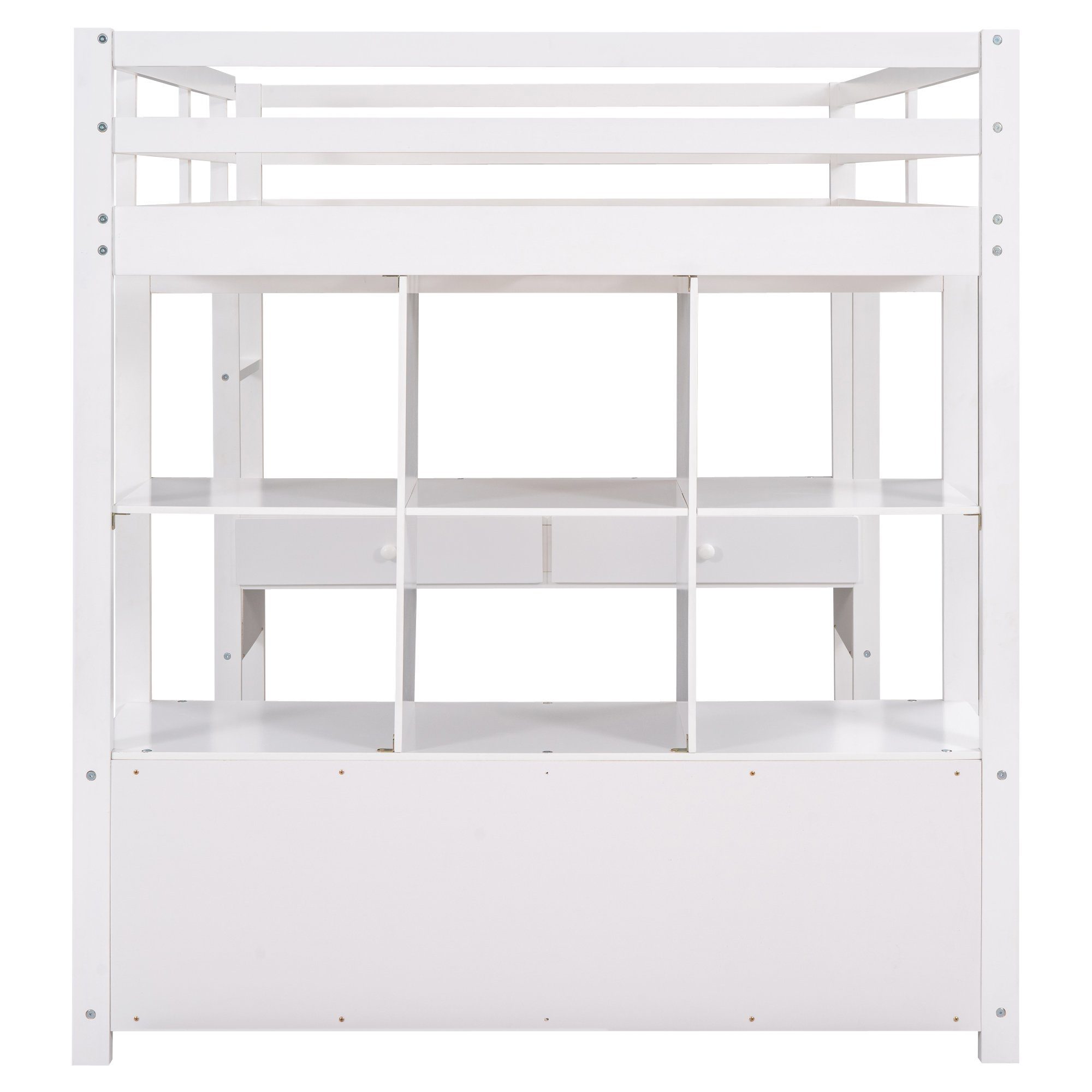 Fangqi Hochbett Großes Hochbett, Jugendbett mit Stauraum Schubladen und Schreibtisch