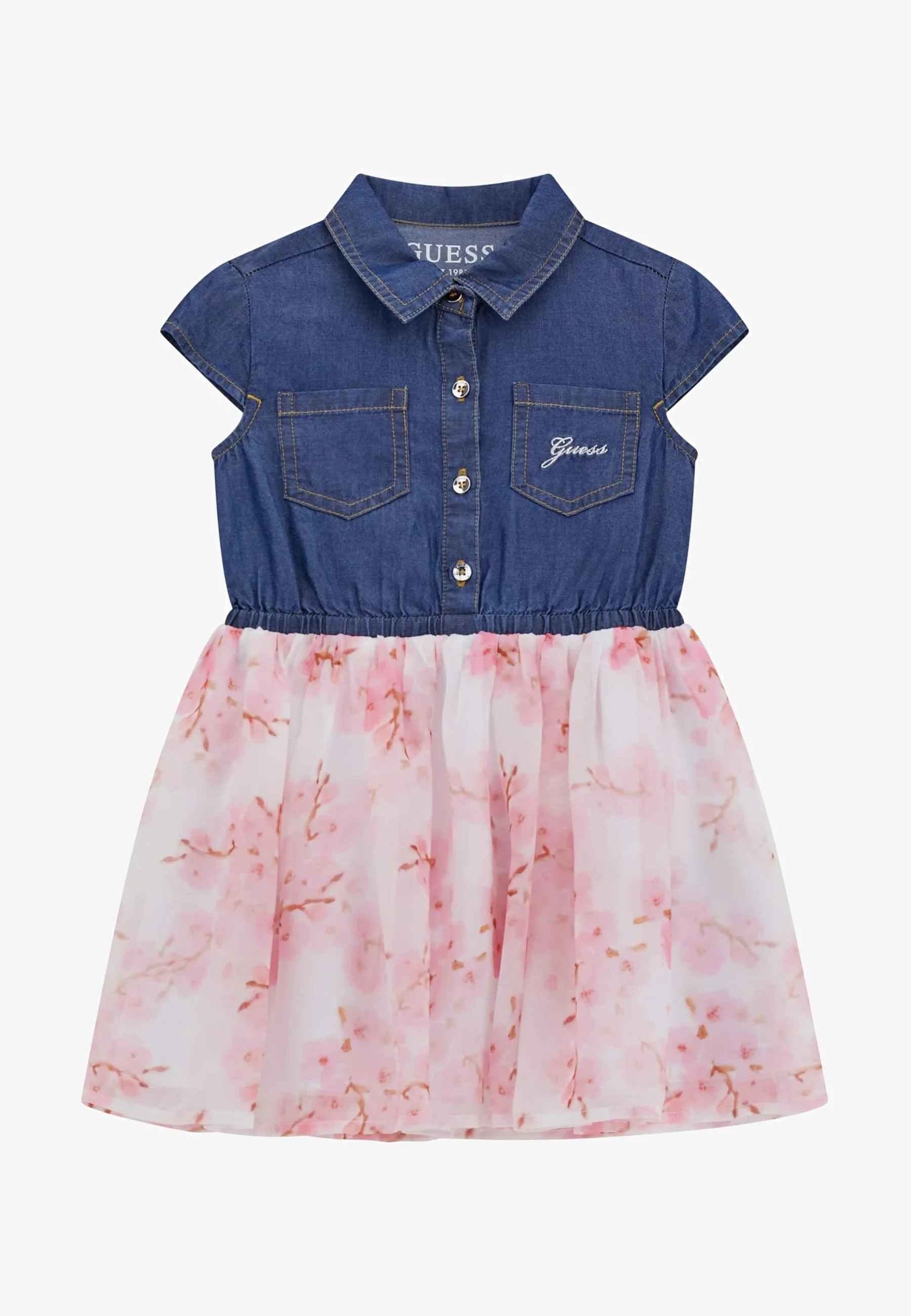 Guess FLORAL ALL OVER - Vestido vaquero