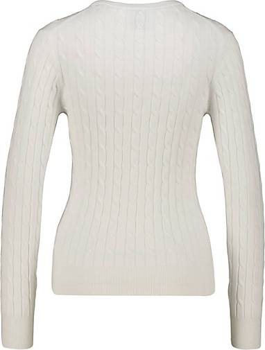 GANT Damen Strickpullover STRETCH COTTON CABLE C-NECK