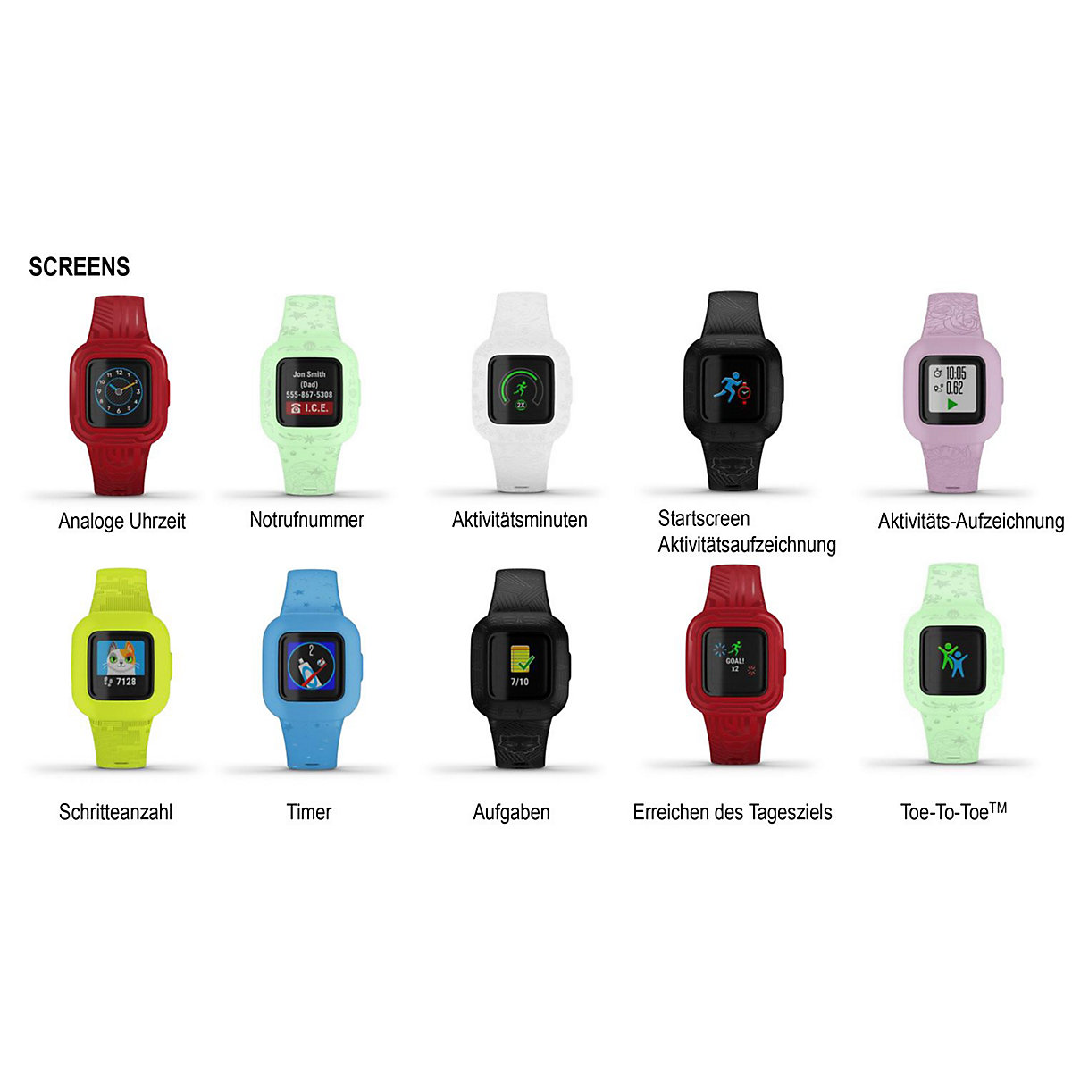 Vivofit jr. 3 Kinder Fitness-Tracker Blümchen Rosa/Grün Smartwatches