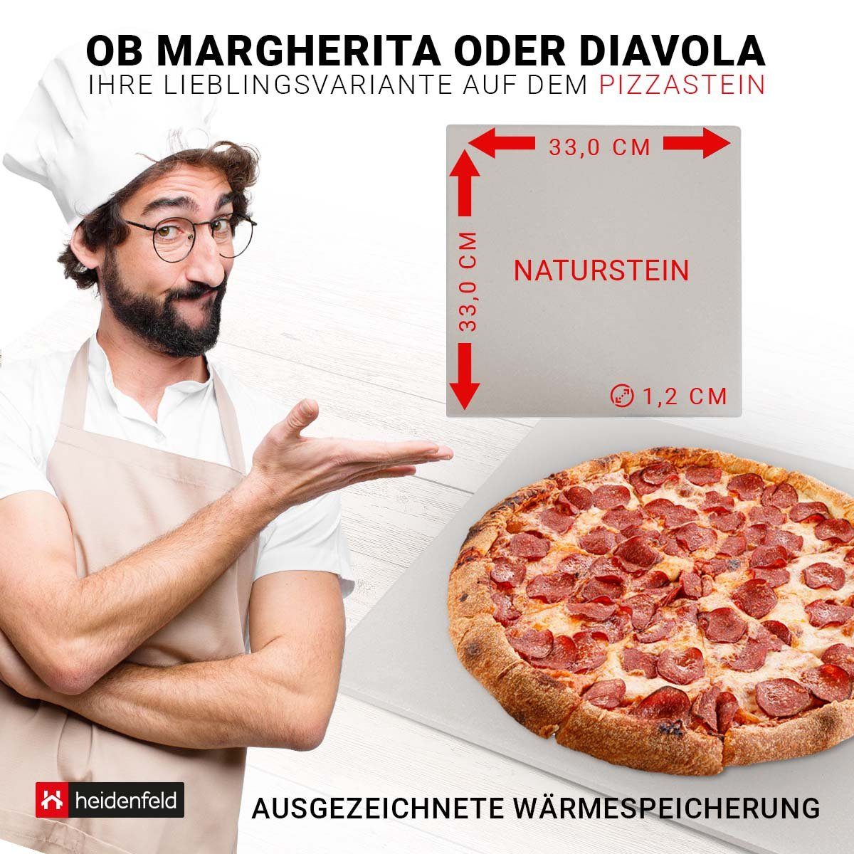 Heidenfeld Pizzaofen Edelstahl Pizza Ofen Neapel inkl. Pizzastein - bis 500°C, Pellets oder Hybrid 2in1 Gasgril - Sichtfenster - Backofen - Holzofen