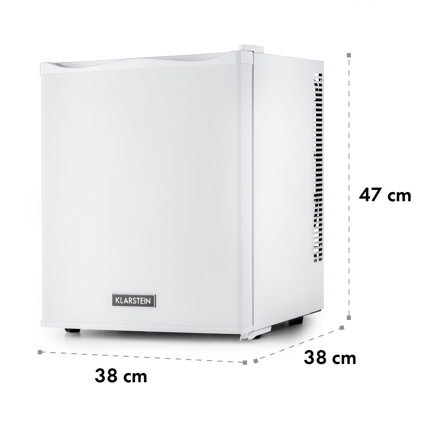 Klarstein Table Top Kühlschrank HEA-HappyHour-Wht 10035239A, 47 cm hoch, 38 cm breit, Hausbar Minikühlschrank ohne Gefrierfach Getränkekühlschrank klein