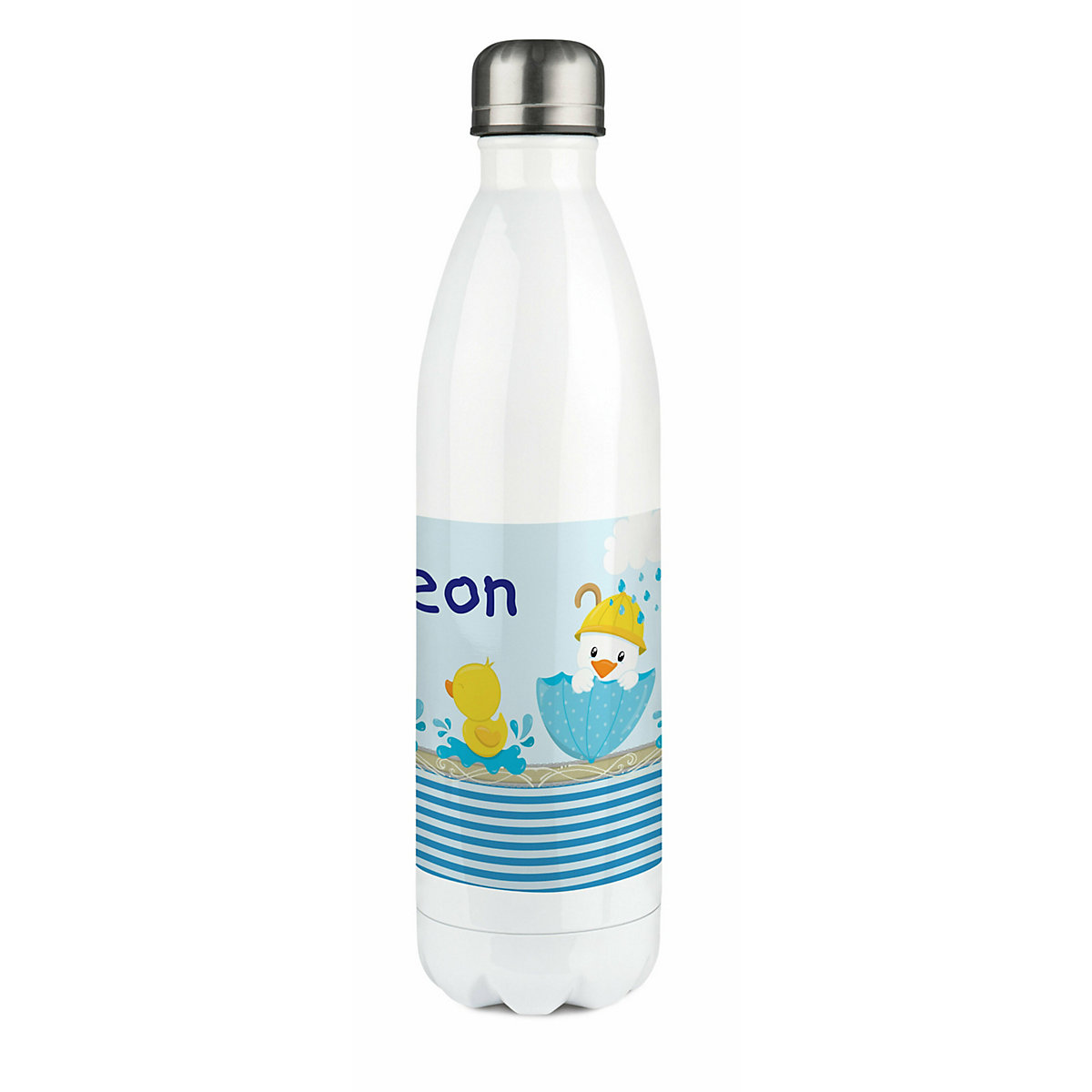 Edelstahl Kinder Thermoflasche / Trinkflasche bunt Ente Spülmaschinenfest, Auslaufsicher, Bruchfest, Doppelwandig, Für Heißgetränke geeignet, Mit Deckel, Isoliert