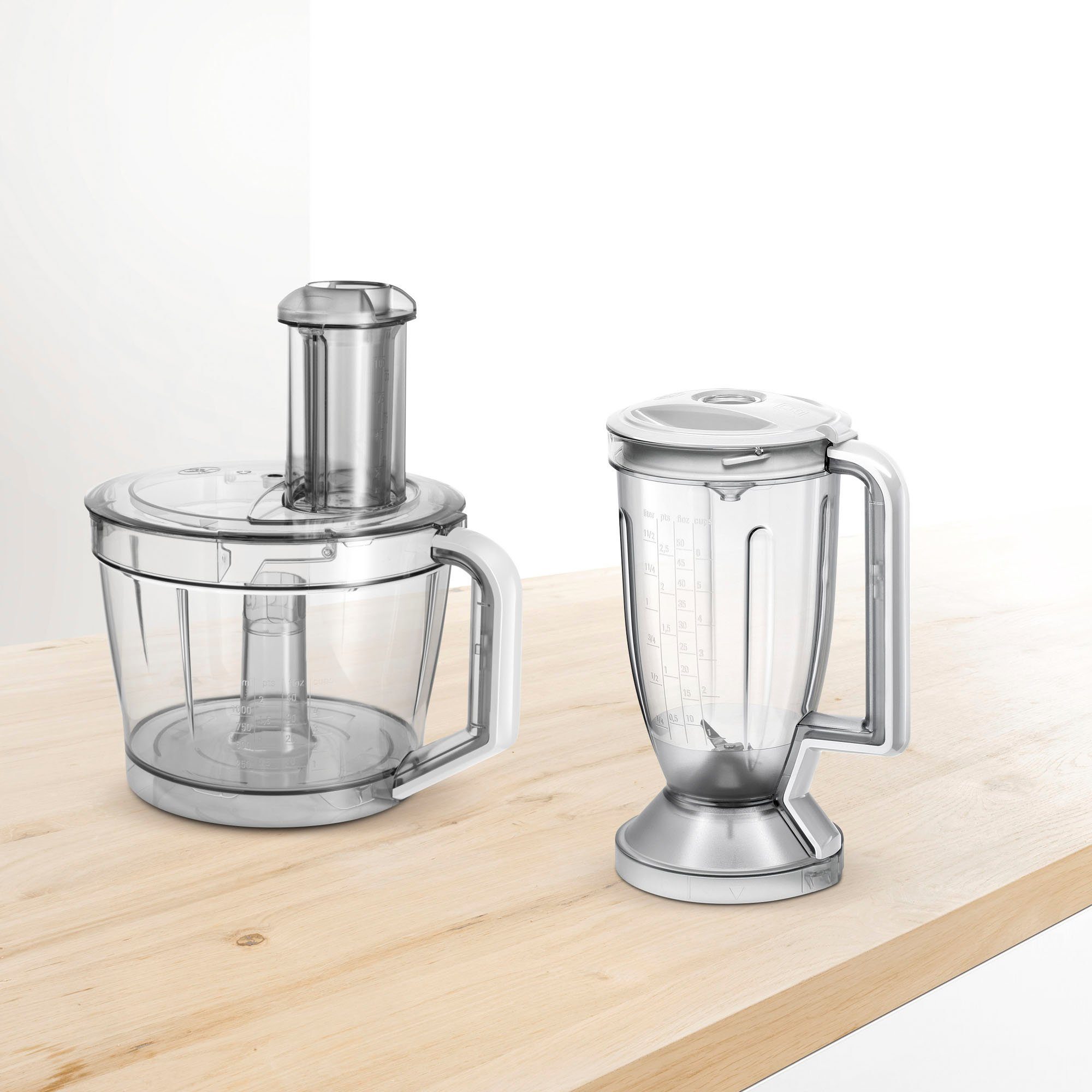 BOSCH Kompakt-Küchenmaschine MultiTalent 8 MC812S814, 1250 W, 3,9 l Schüssel, 3,9l Schüssel, 1,5l Mixaufsatz, Rührbesen, Universalmesser, 3 Scheiben