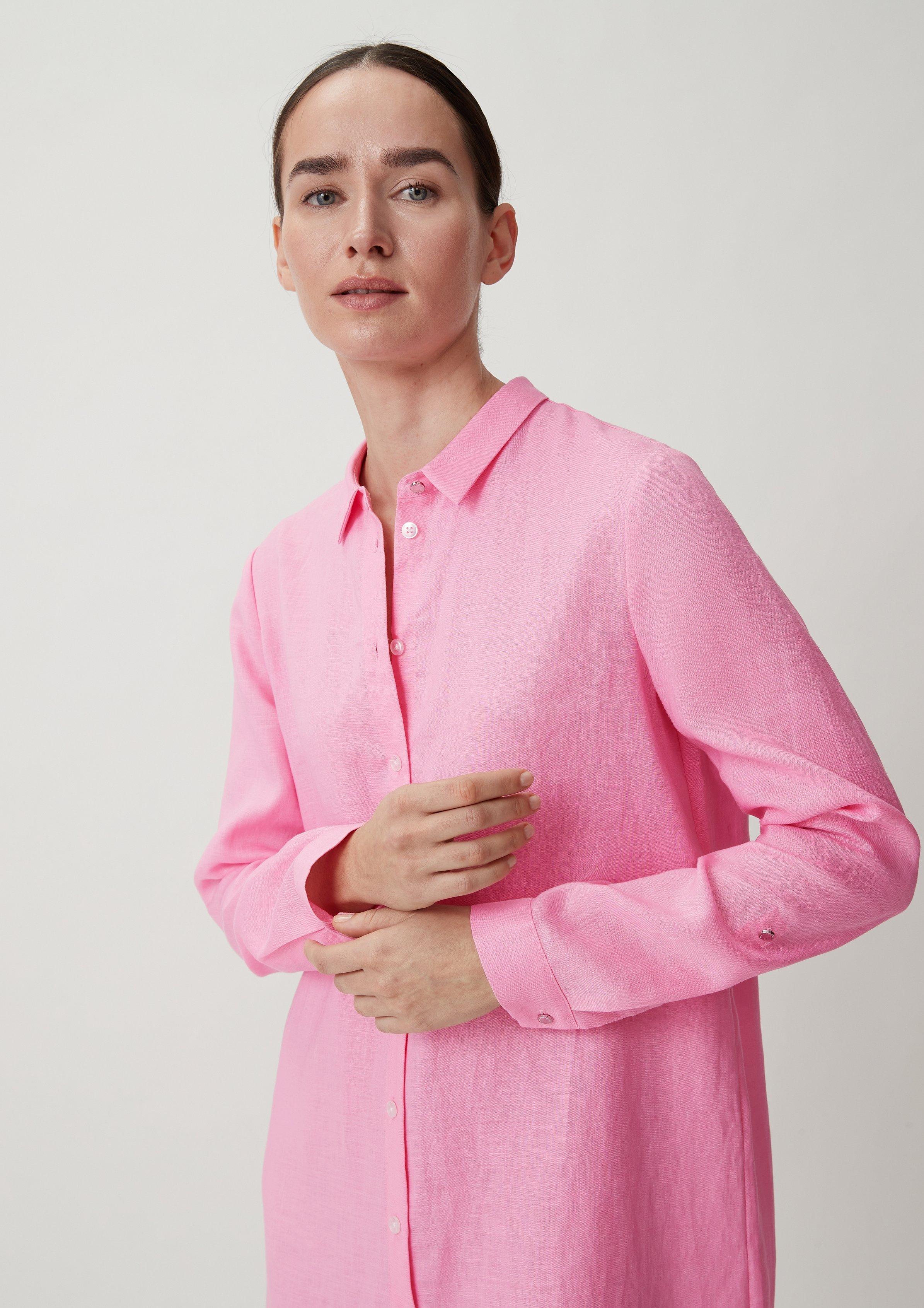 Midi-Kleid aus Leinen - pink