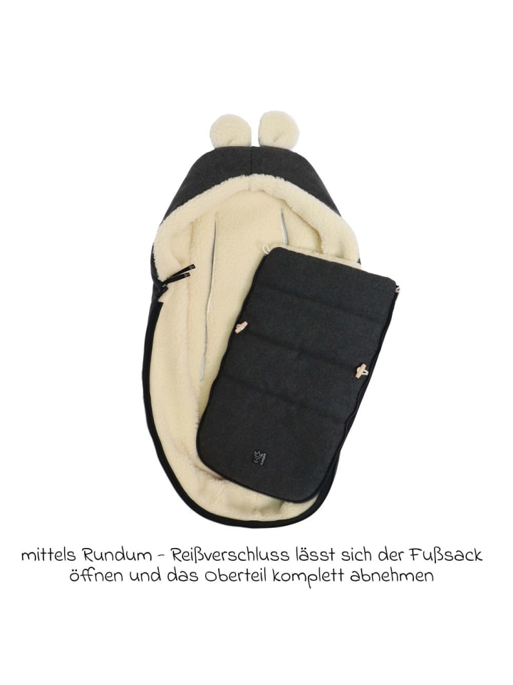 Kaiser Fleece-Fußsack Hoody Maus Wool Fütterung aus 100% Schafwolle in grau günstig kaufen onesize
