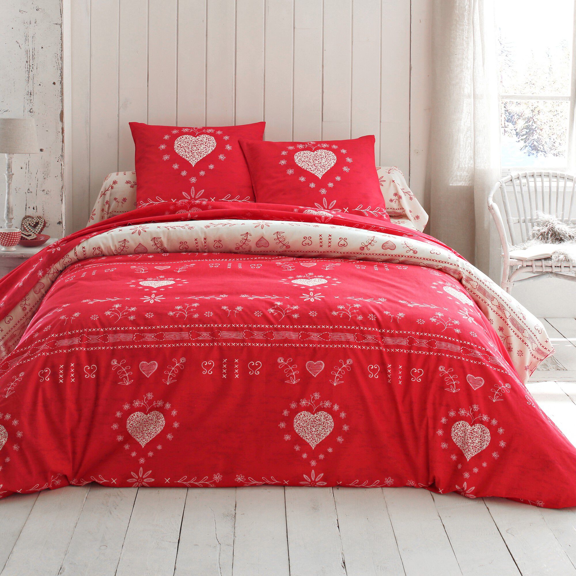 Linge de lit Anceny imprimé coeur
