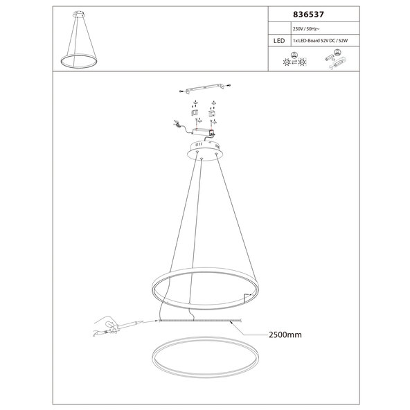 LED-Pendelleuchte Titus, Ø 80 cm, anthrazit
