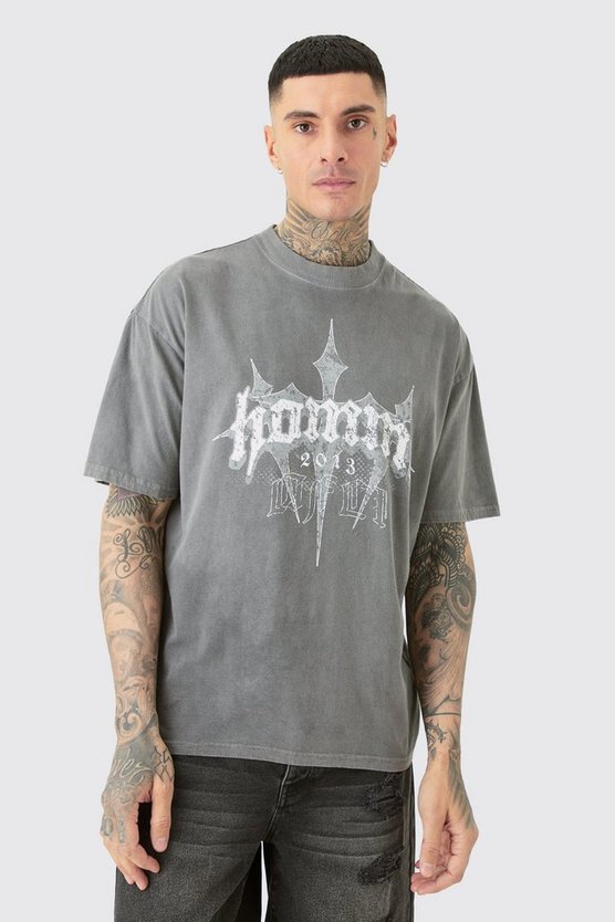 Tall Oversize T-Shirt mit Homme Kreuz Print