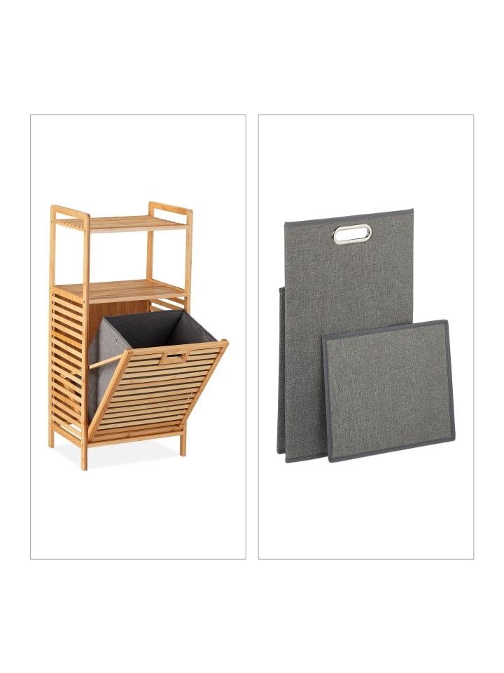 relaxdays Badregal mit Wäschekorb - (B)44 x (H)96 x (T)33 cm günstig kaufen onesize
