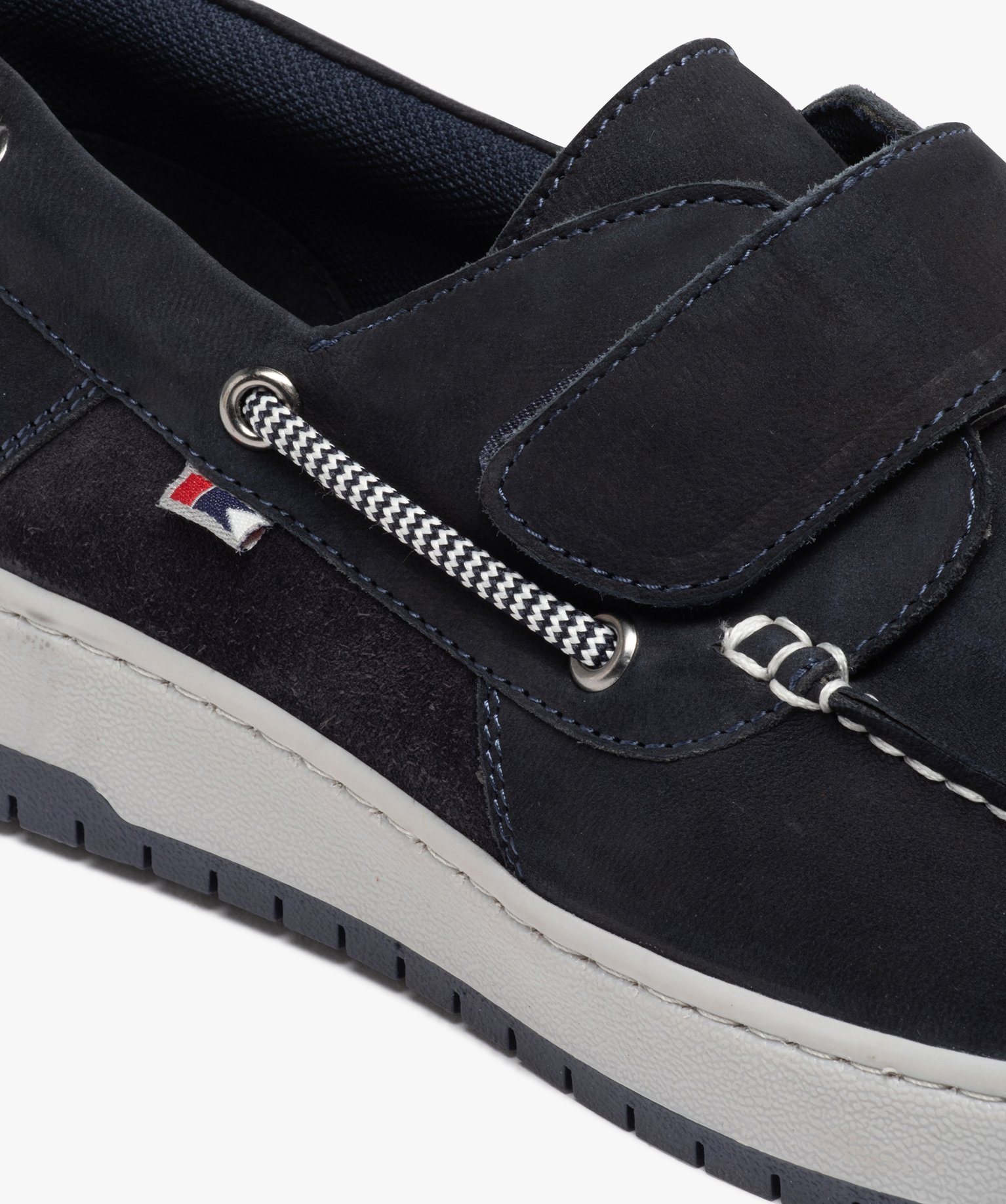 Chaussures bateau homme dessus cuir retourné uni marine | GEMO