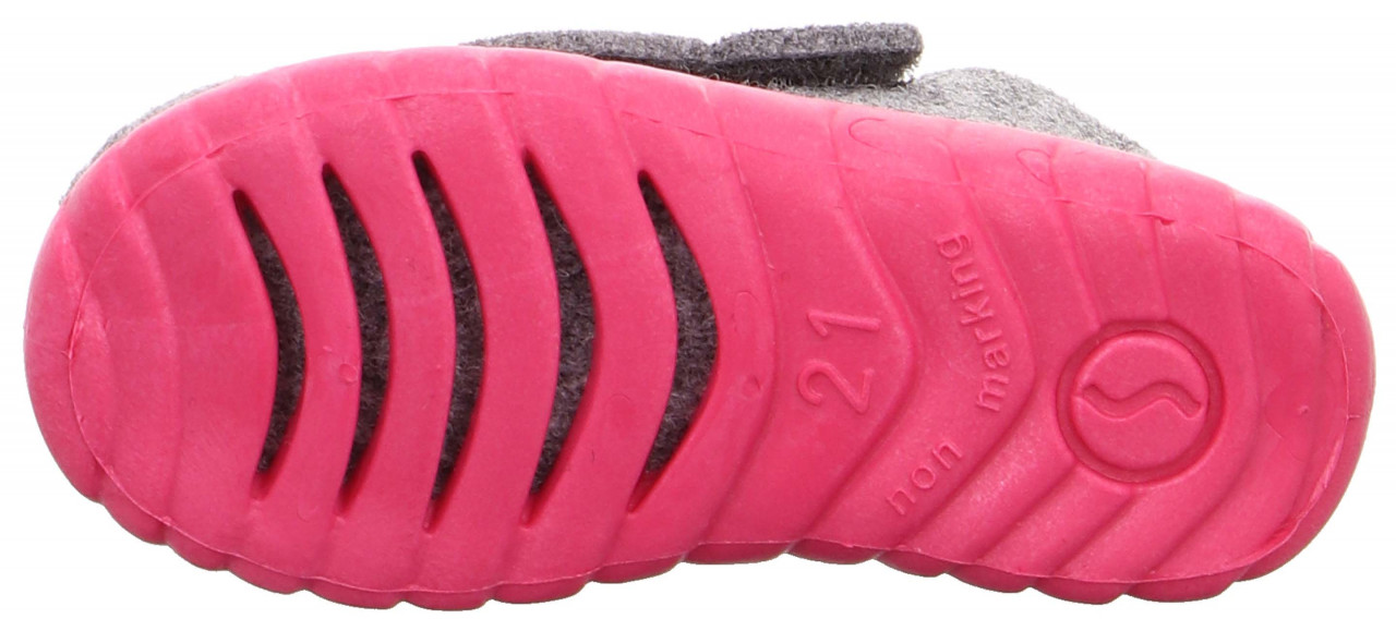 HAPPY - Hellgrau/Pink Hausschuh mit Klettverschluss