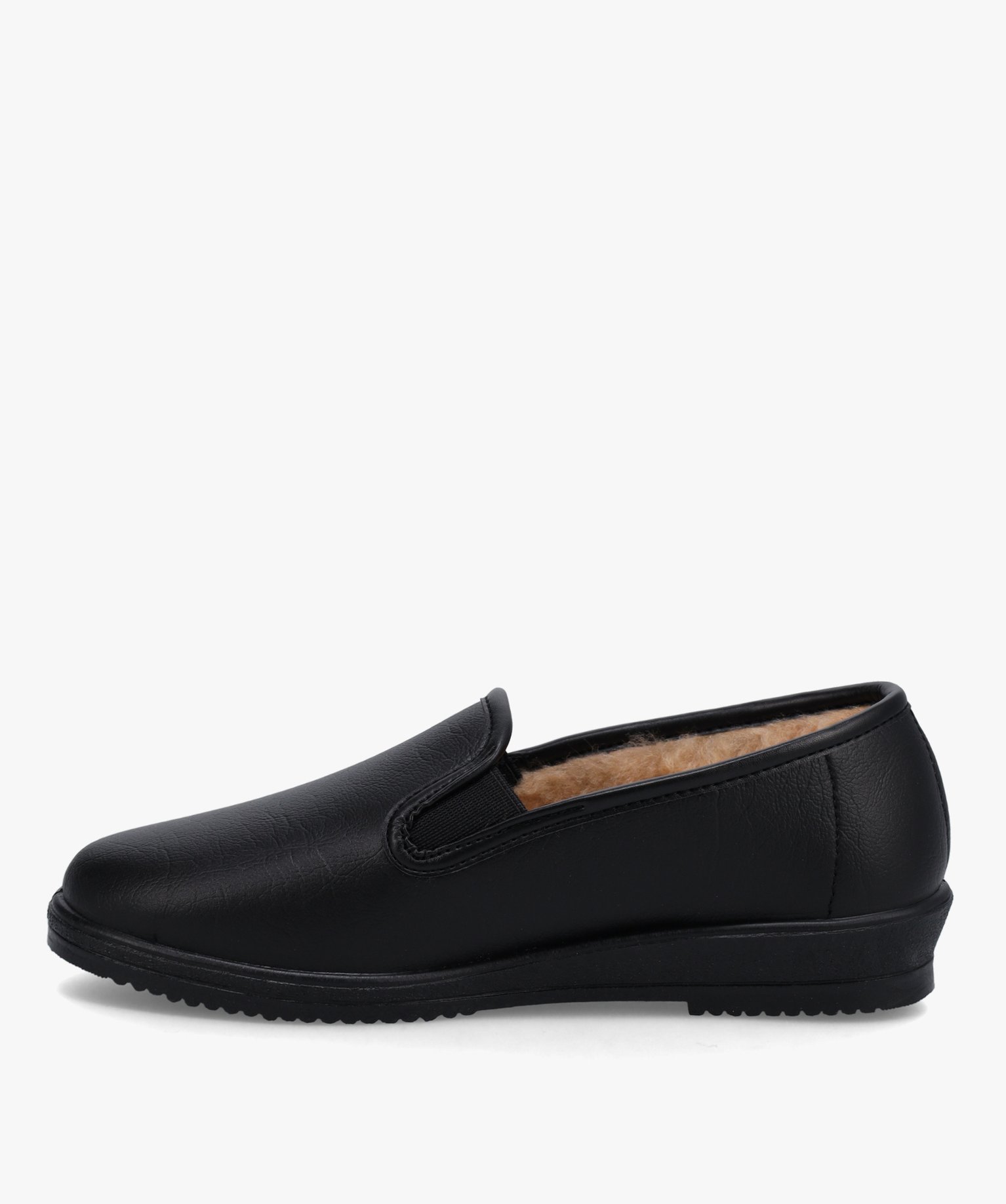 Mocassins femme confort fourrés sans lacets noir | GEMO