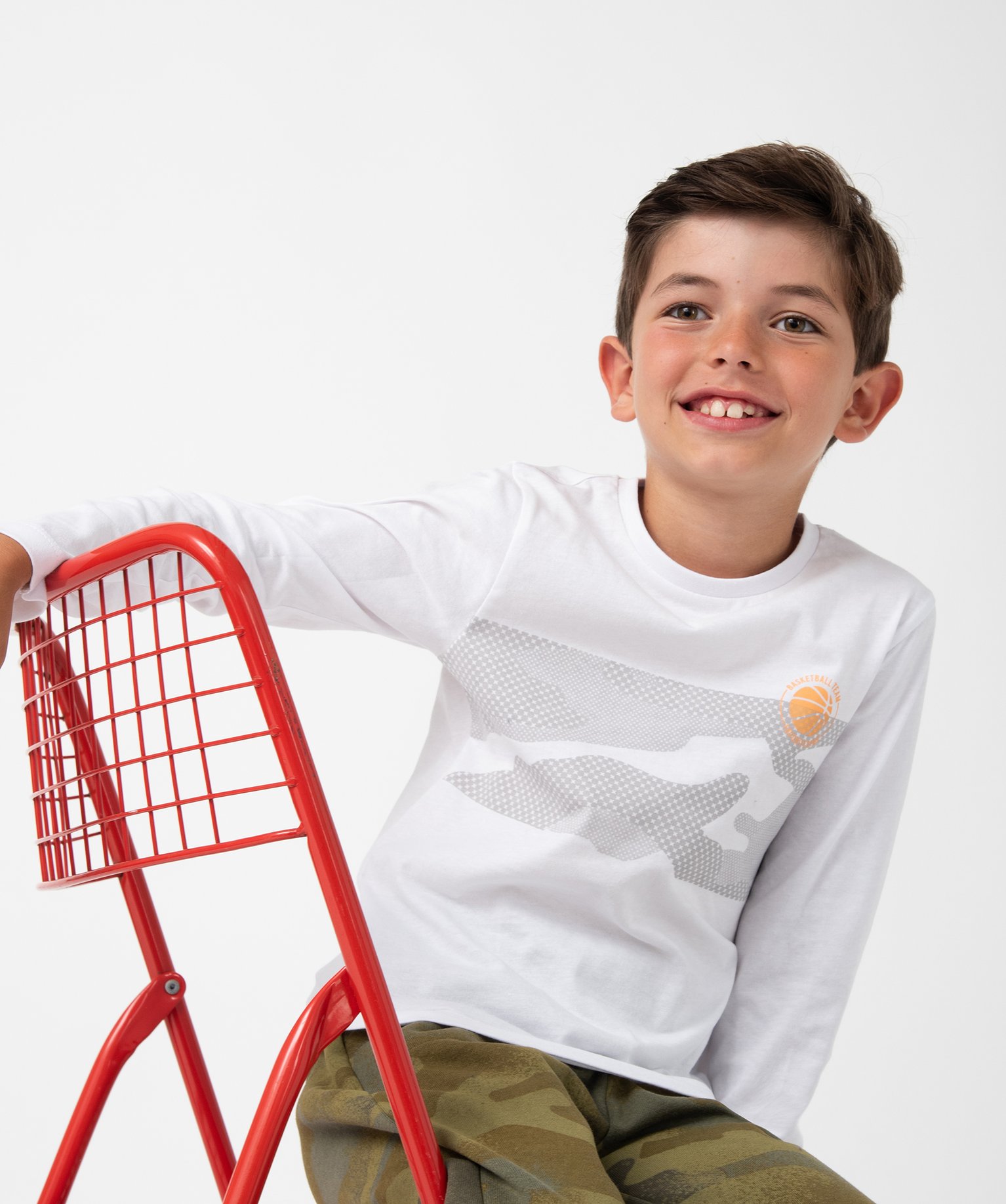 Tee-shirt Garçon à manches longues imprimé sport blanc | GEMO