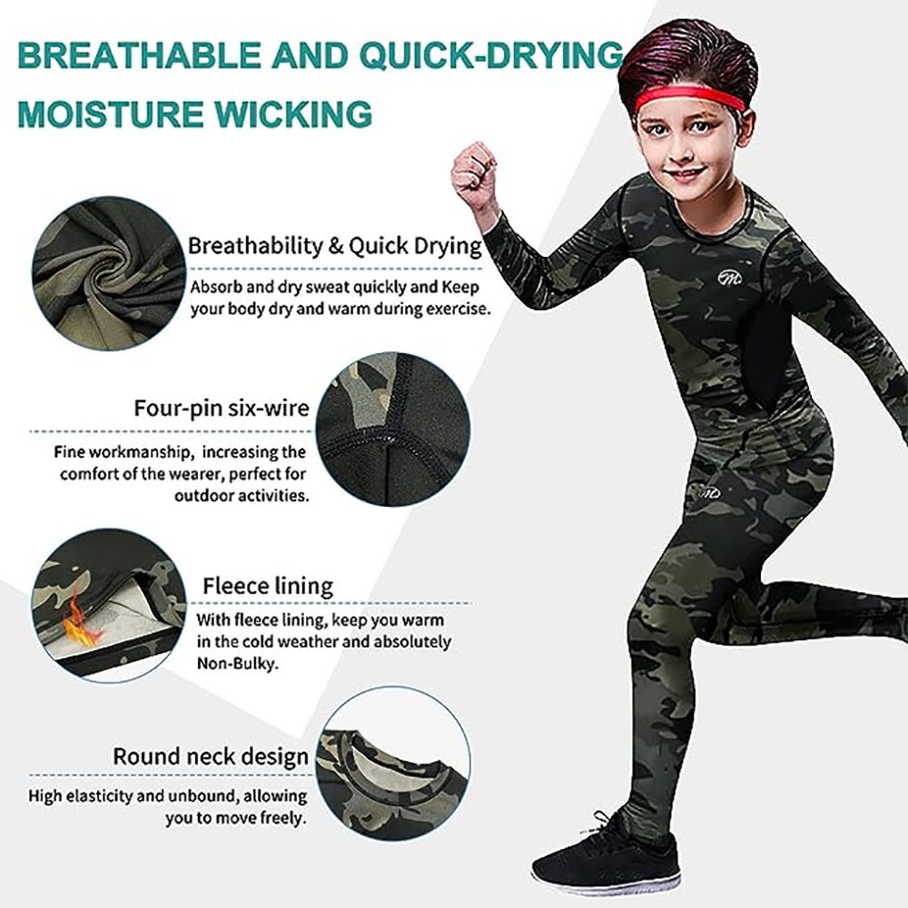 MEETYOO Thermounterhemd Thermounterwäsche Kinder Funktionswäsche Set Junge (Thermounterhemd Thermounterhose für Kinder (8-16 Jahre), Sportunterwäsche) Skiunterwäsche Sport Fußball