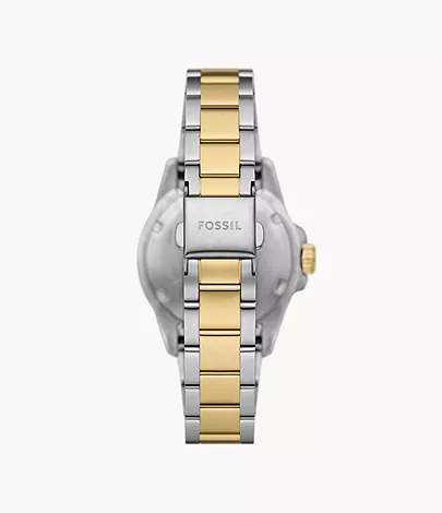 Fossil Uhr Fossil Blue Dive 3-Zeiger-Werk Edelstahl Bicolor