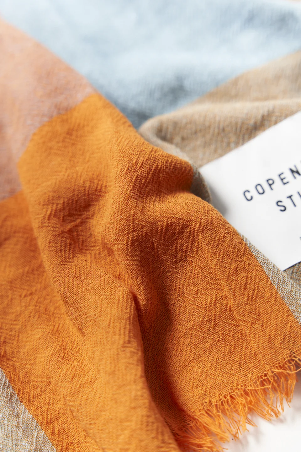 CPH SHAWL 7 cotton mix light blue/orange